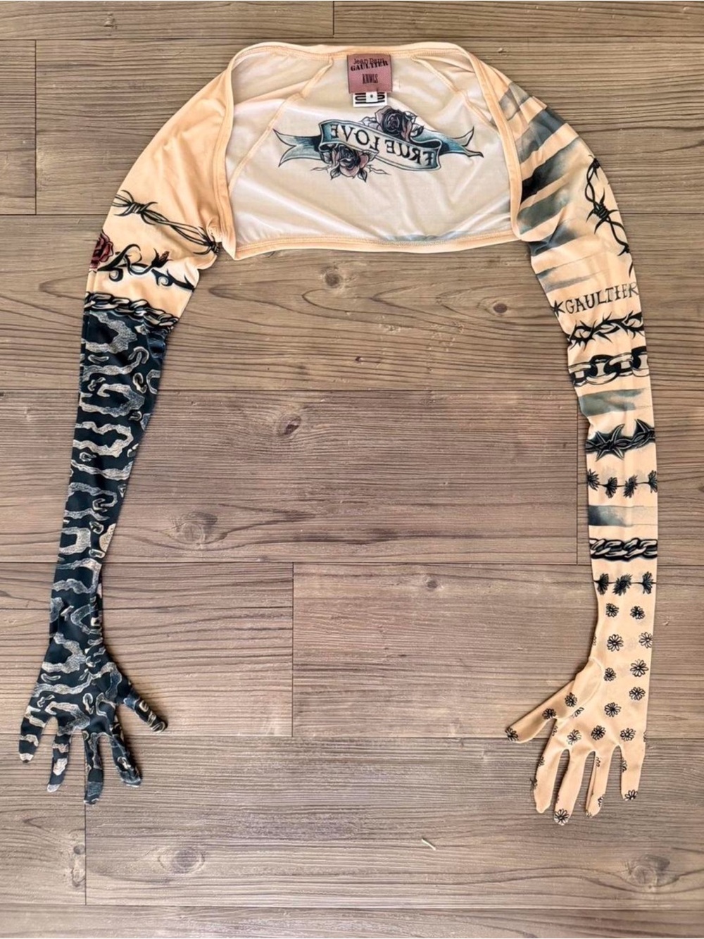 Jean Paul Gaultier Peach and Black Long-Sleeve Swim Shrug